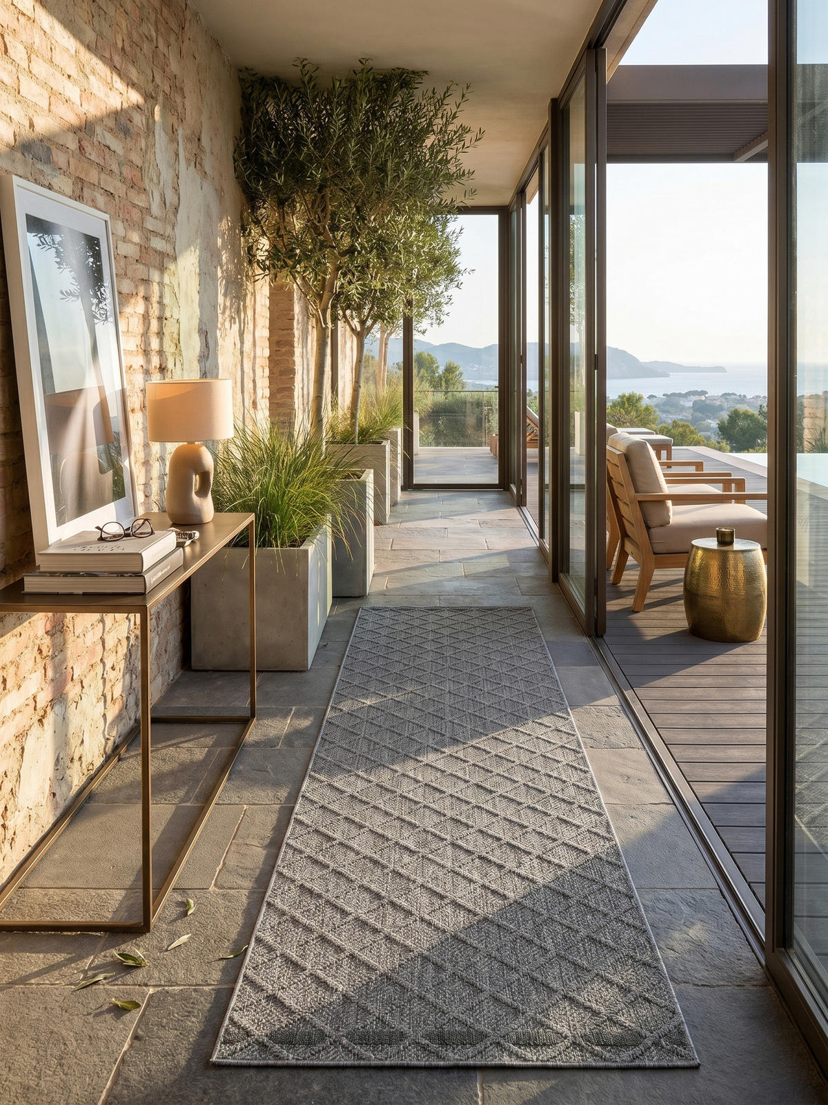 TEPPICH Outdoor IMST in Grau, mit Rautenmuster, 80 x 250 cm - Grau, Textil (250/80cm) - KADIMA DESIGN