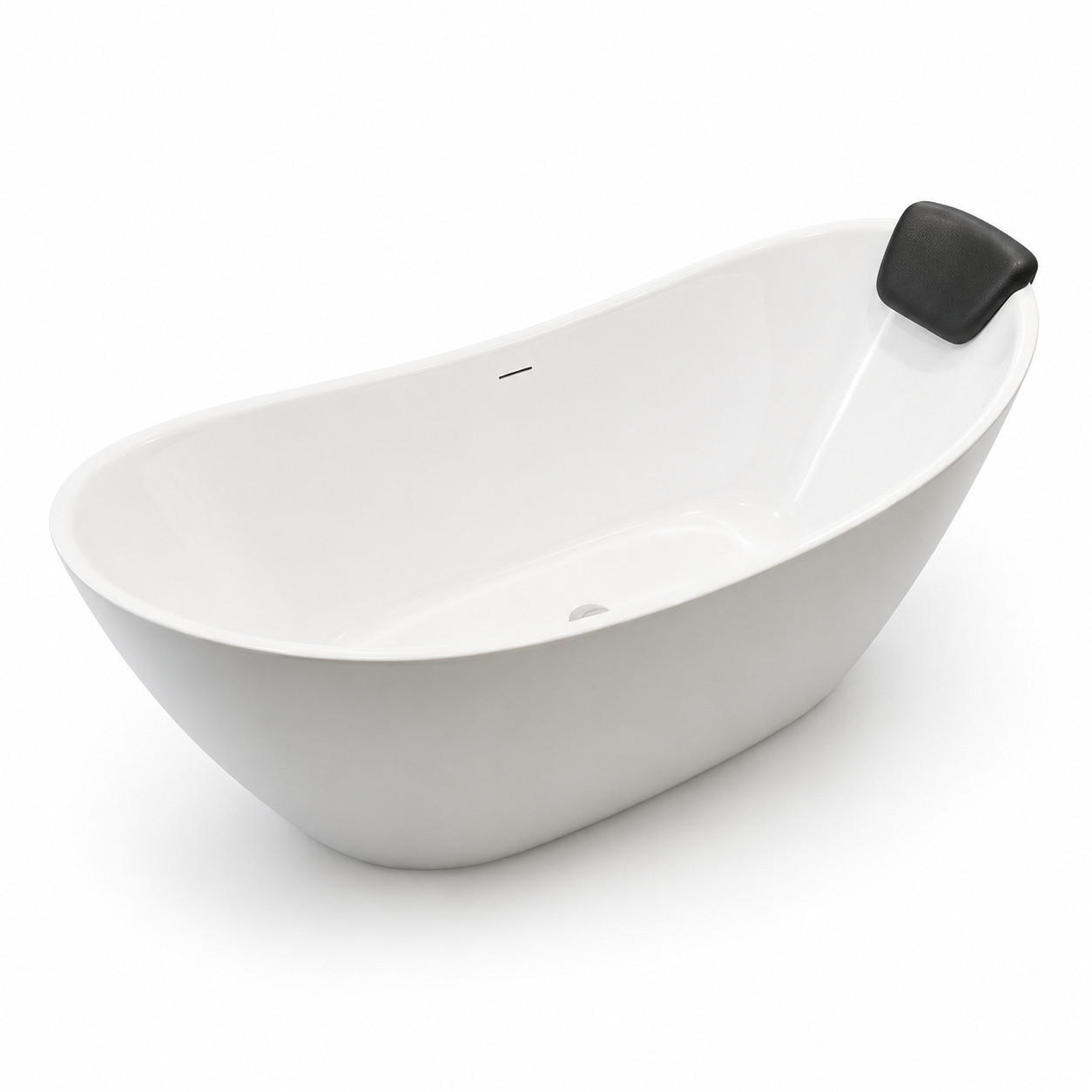 BADEWANNE ivar freistehend 180/80 cm, 3-tlg. Set Kopfstütze kodi Klick-Klack-Ablauf - Weiß, Kunststoff (80/76/180cm) - bad land