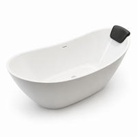 BADEWANNE ivar freistehend 180/80 cm, 3-tlg. Set Kopfstütze kodi Klick-Klack-Ablauf - Weiß, Kunststoff (80/76/180cm) - bad land