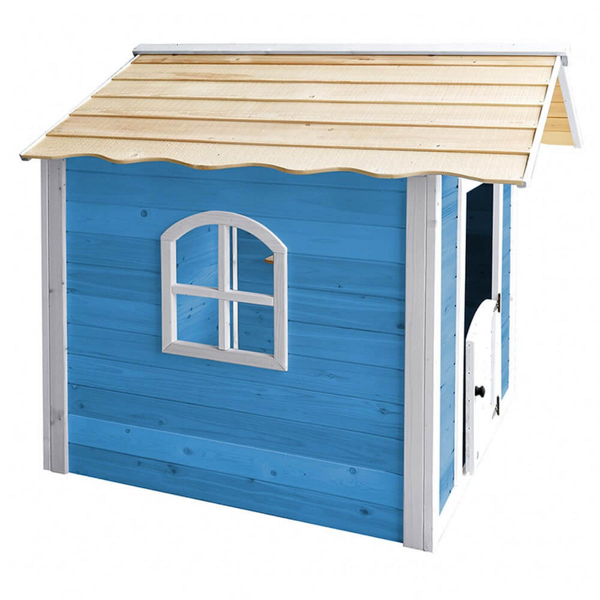 SPIELHAUS DER GROSSE PALAST - Farbe: Blau, Ausstattung: Mit Bank - Blau, Holz (101/128/106cm) - Home Deluxe