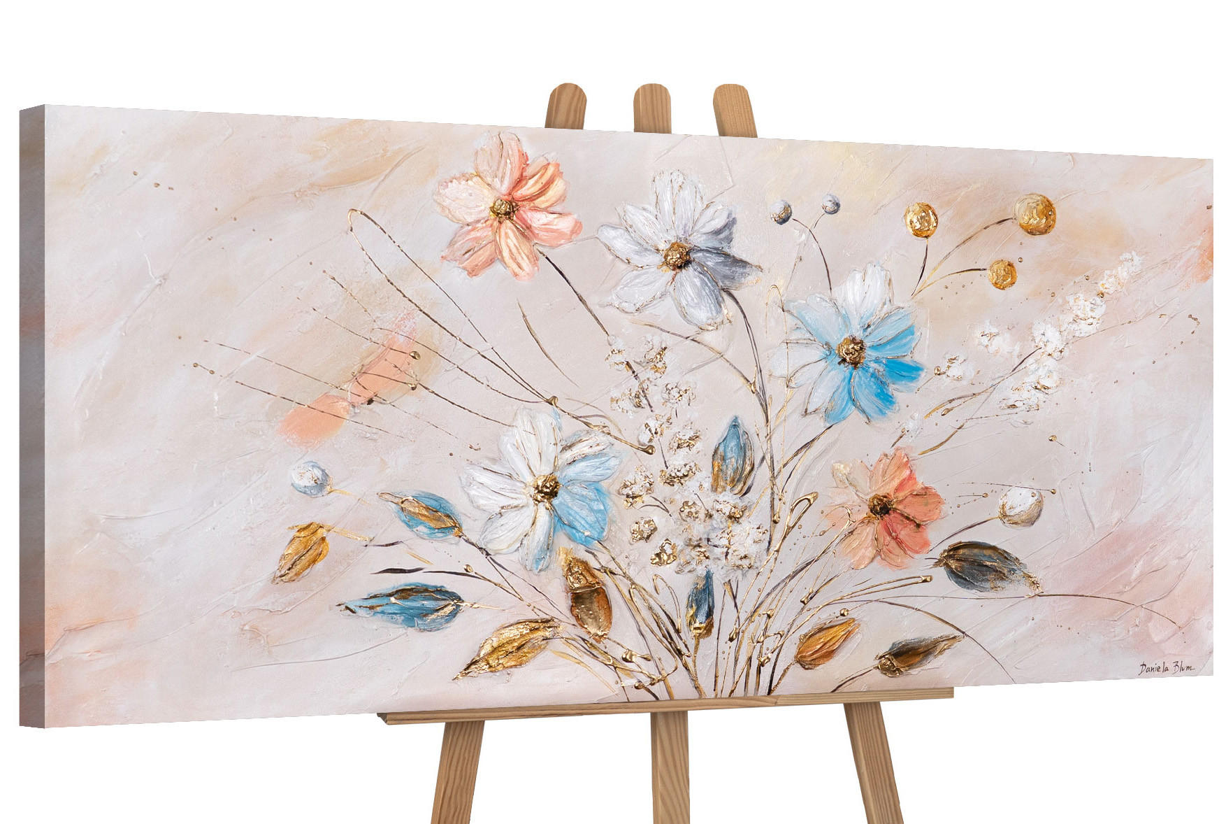GEMÄLDE Sonnige Blumen auf Keilrahmen 115x50 cm - Multicolor, Holz (115/50cm) - YS-art gallery