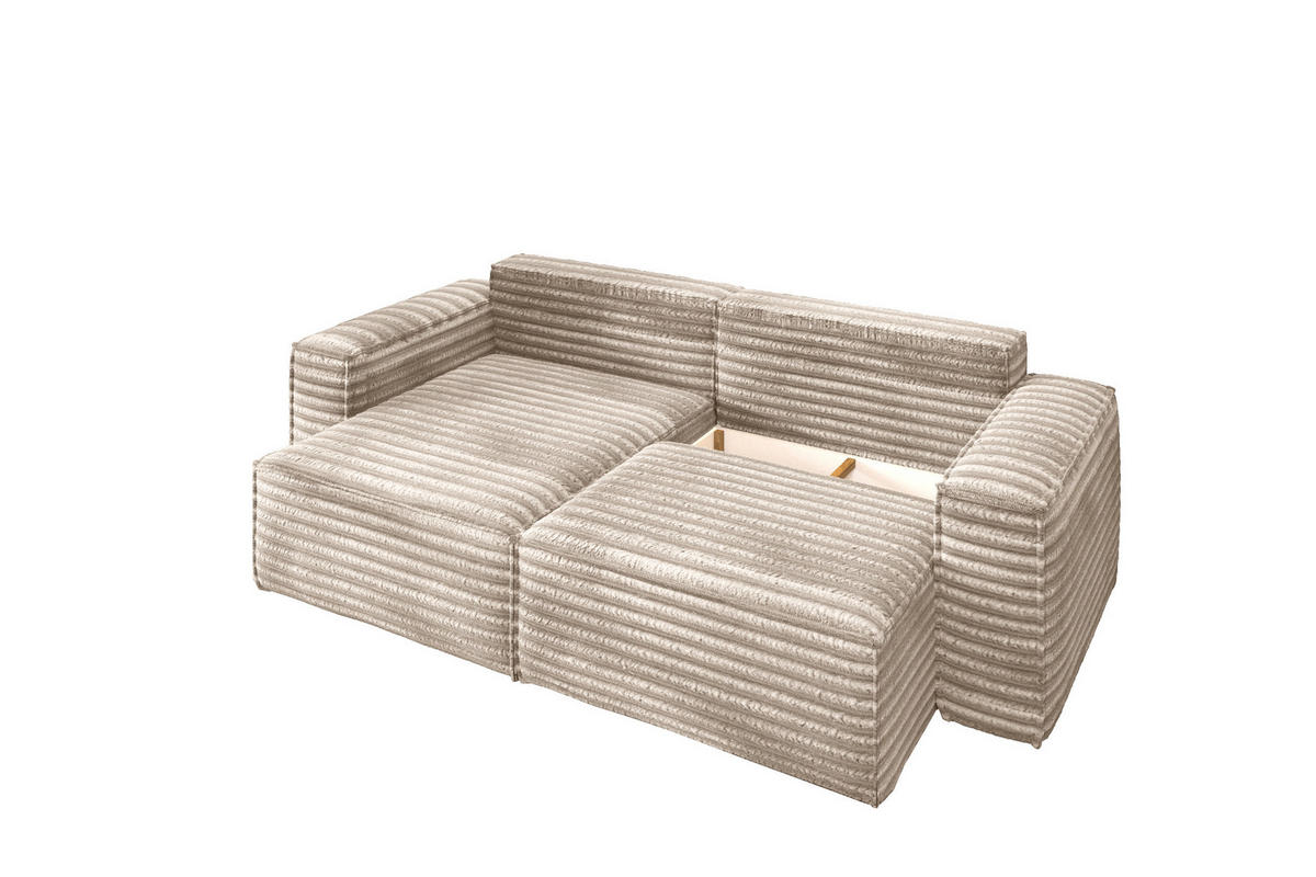 ECKSCHLAFSOFA Bohoo-Ecksofa mit Schlaffunktion stoff Velo Beige Links - Beige, Holz/Textil (140/248cm) - Kaiser Möbel