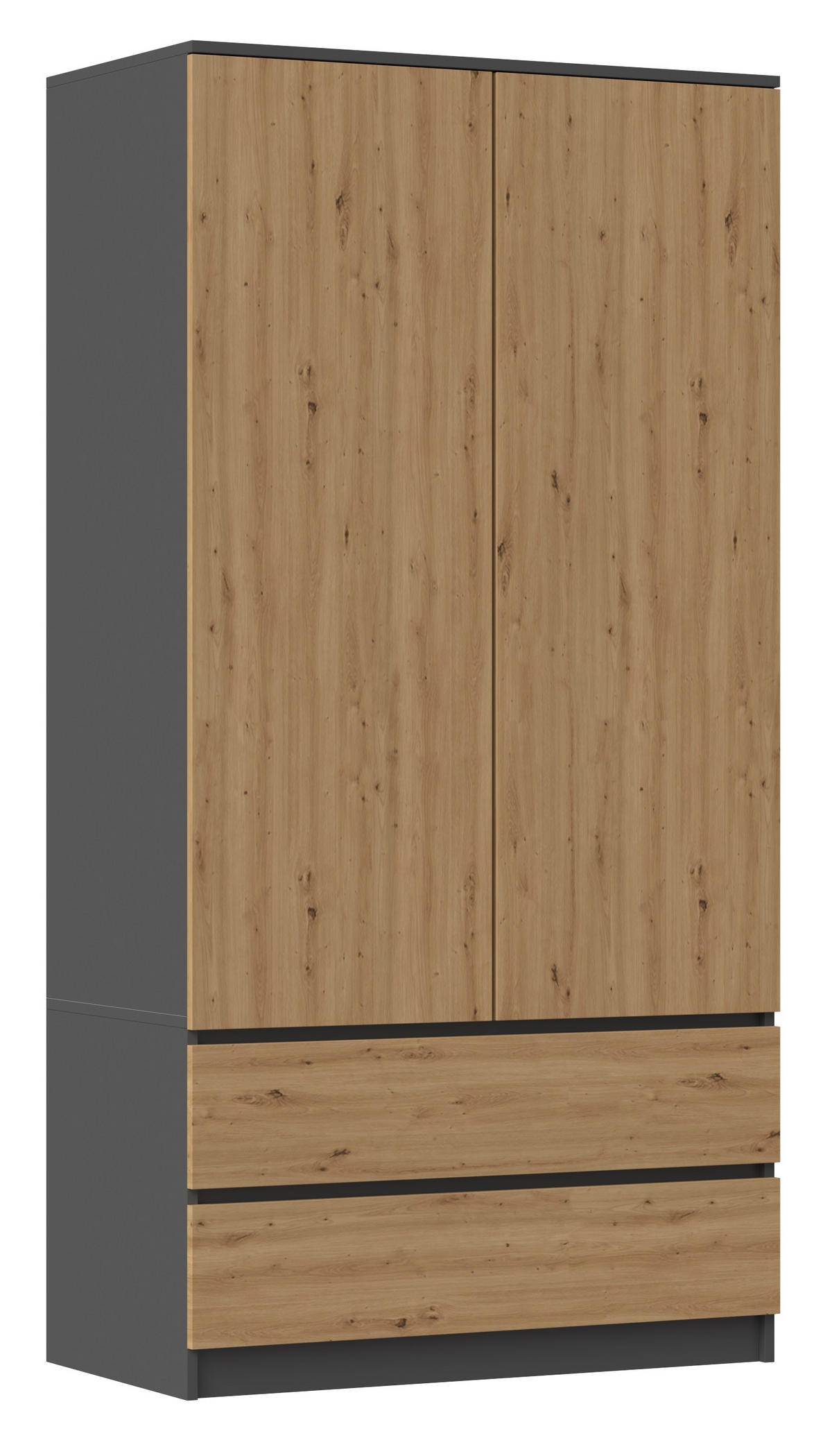 KLEIDERSCHRANK SS-90 ANTHRAZIT / EICHE ARTISAN - Anthrazit/Eiche Artisan, Holzwerkstoff (90/180/50cm) - CDF