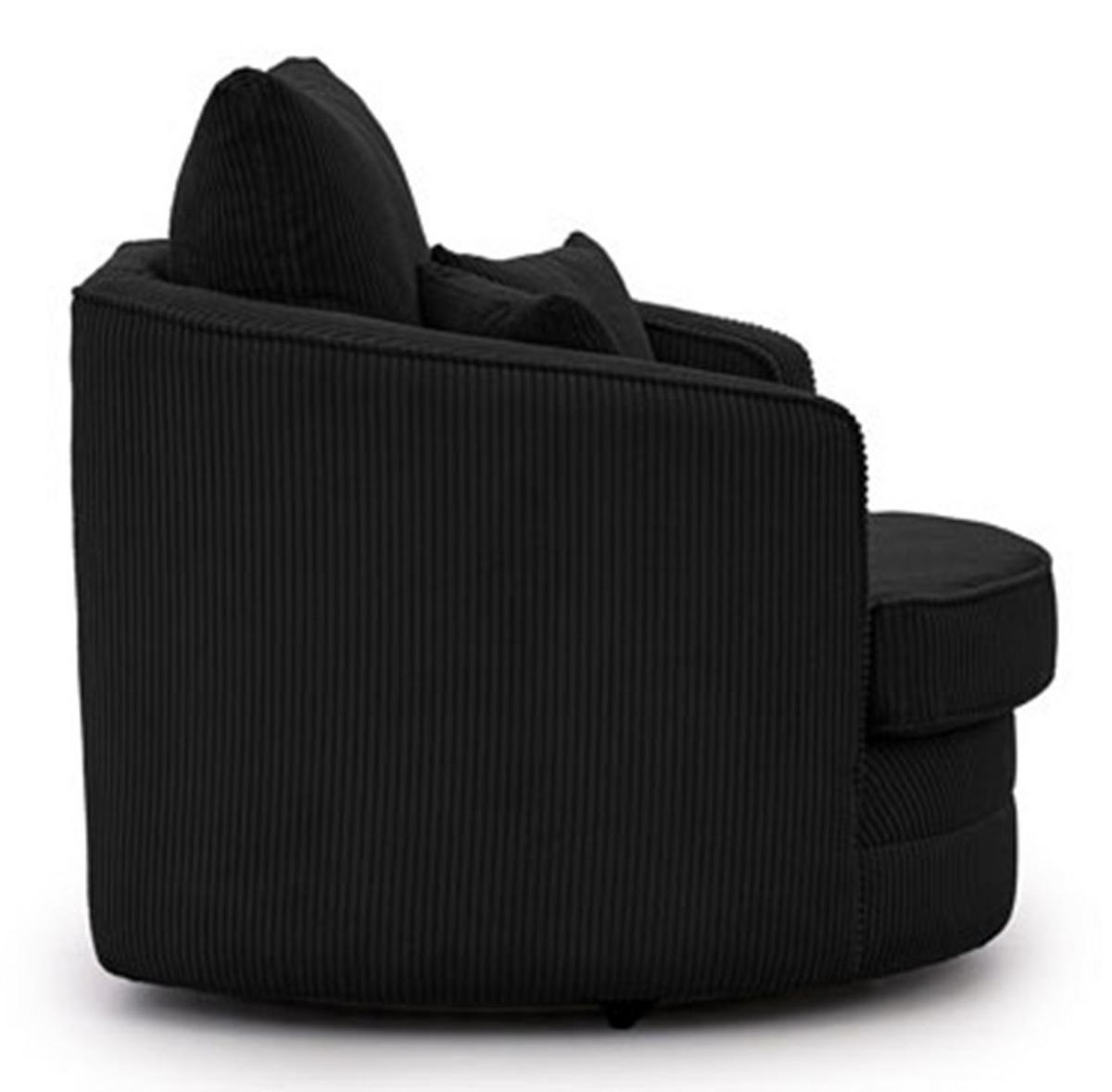 DREHSESSEL Ted aus Schwarz Cord-Stoff - Schwarz, Holz/Textil (107/94/100cm) - S-Style Möbel