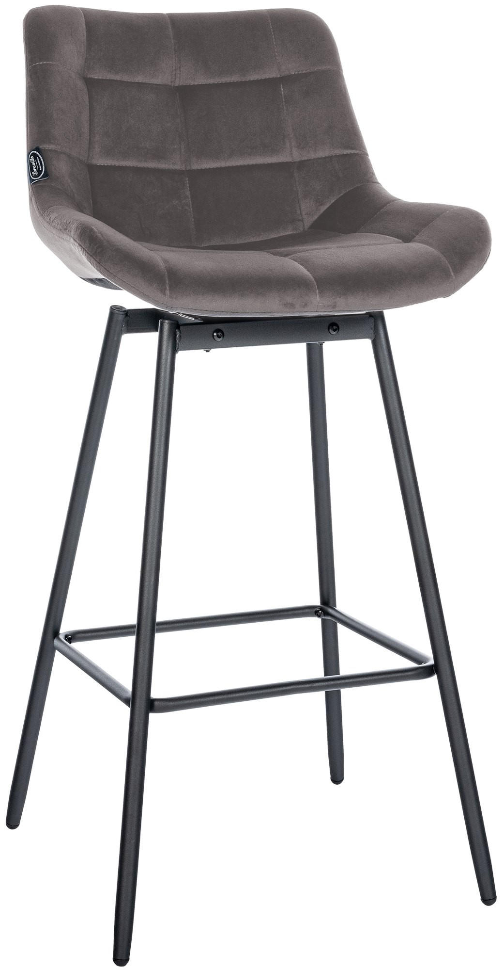 BARHOCKER Samt grau - Schwarz/Grau, Textil/Metall (49/105/56cm) - CLP