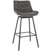 BARHOCKER Samt grau - Schwarz/Grau, Textil/Metall (49/105/56cm) - CLP