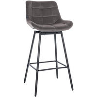 BARHOCKER Samt grau - Schwarz/Grau, Textil/Metall (49/105/56cm) - CLP