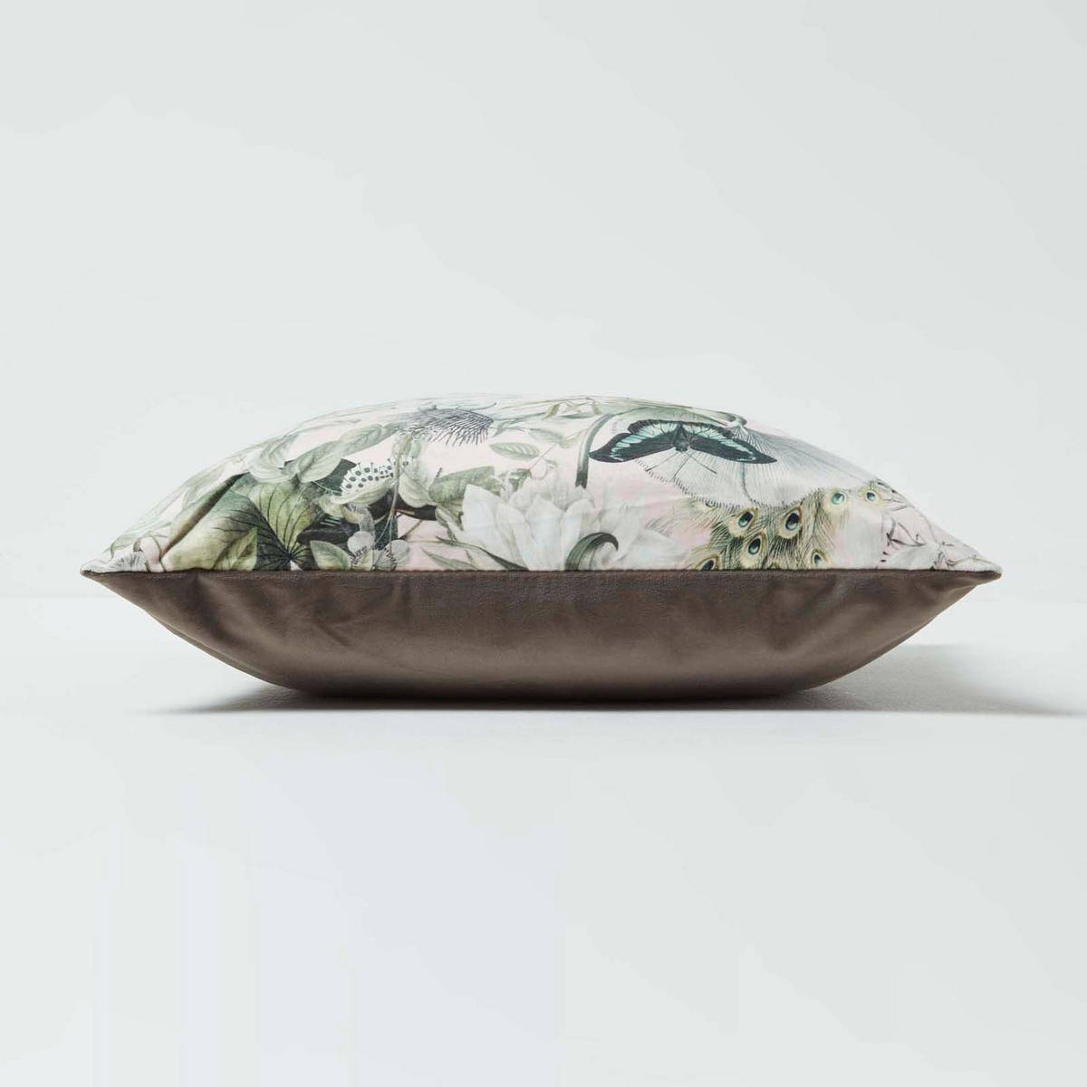 KISSENHÜLLE Butterfly Garden – Samt grau-rosa 46/46 cm - Rosa, Textil (46/46cm) - Homescapes