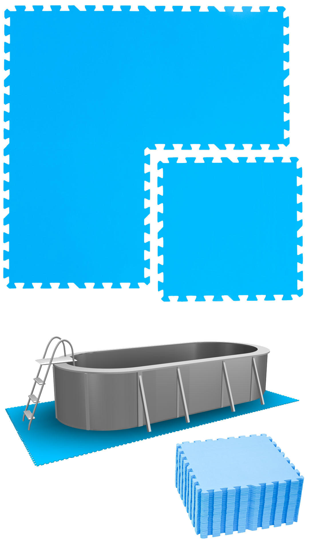 POOLMATTEN 5,6m² 24 EVA Matten 50 cm Blau - Blau, Kunststoff (50/50cm) - eyepower