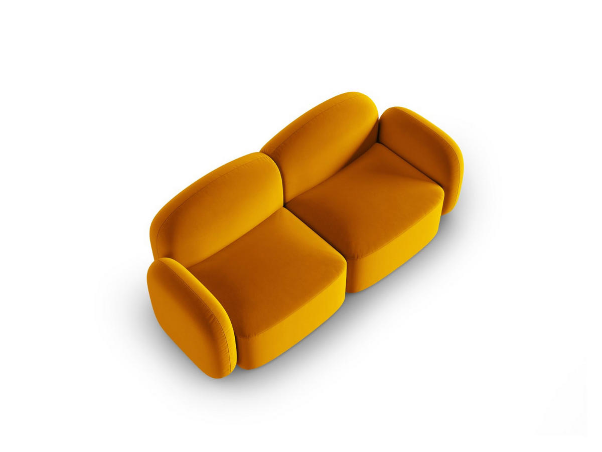 SOFA Blair aus Samt gelb 2 Sitzplätze - Gelb, Textil (87/80/194cm) - Micadoni