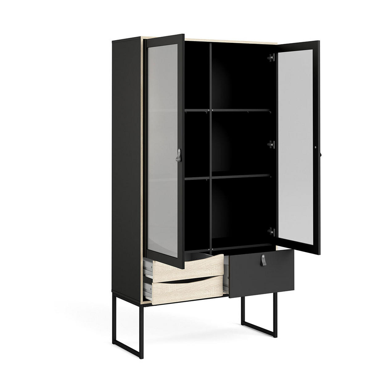 VITRINE Sady Schwarz 99/40/190 cm - Schwarz, Holzwerkstoff (99/190/40cm) - ebuy24