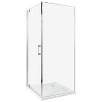 DUSCHKABIN 80/80/185 cm silver Darli - Transparent/Silverfärgad, Glas (80/80/185cm) - Beliani