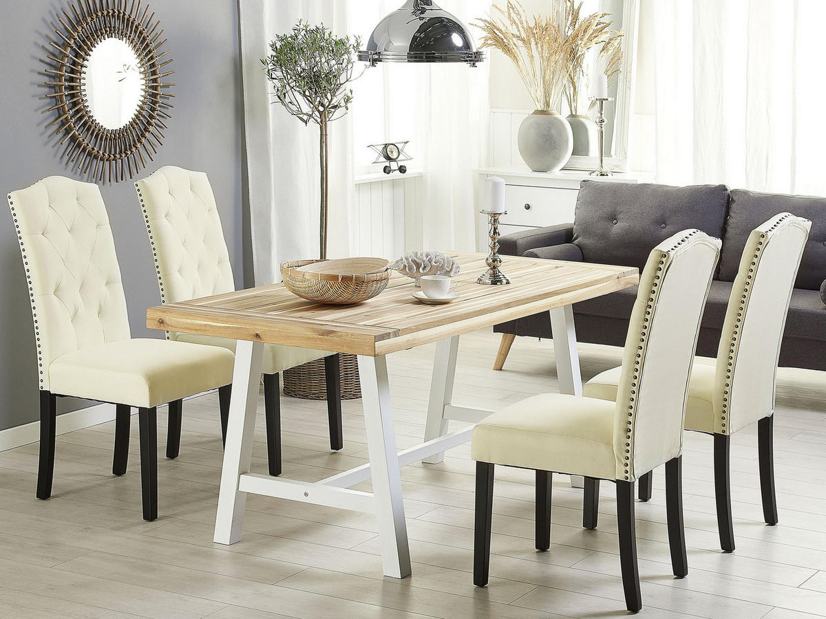 ESSZIMMERSTUHL 2er-Set Polsterbezug Beige Shirley - Beige, Holz/Textil (46/103/60cm) - Beliani