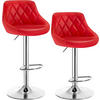BARHOCKER 2er Set, Kunstleder,Höhenverstellbar, 360° Drehbar - Rot, Metall (47/104/39cm) - Woltu