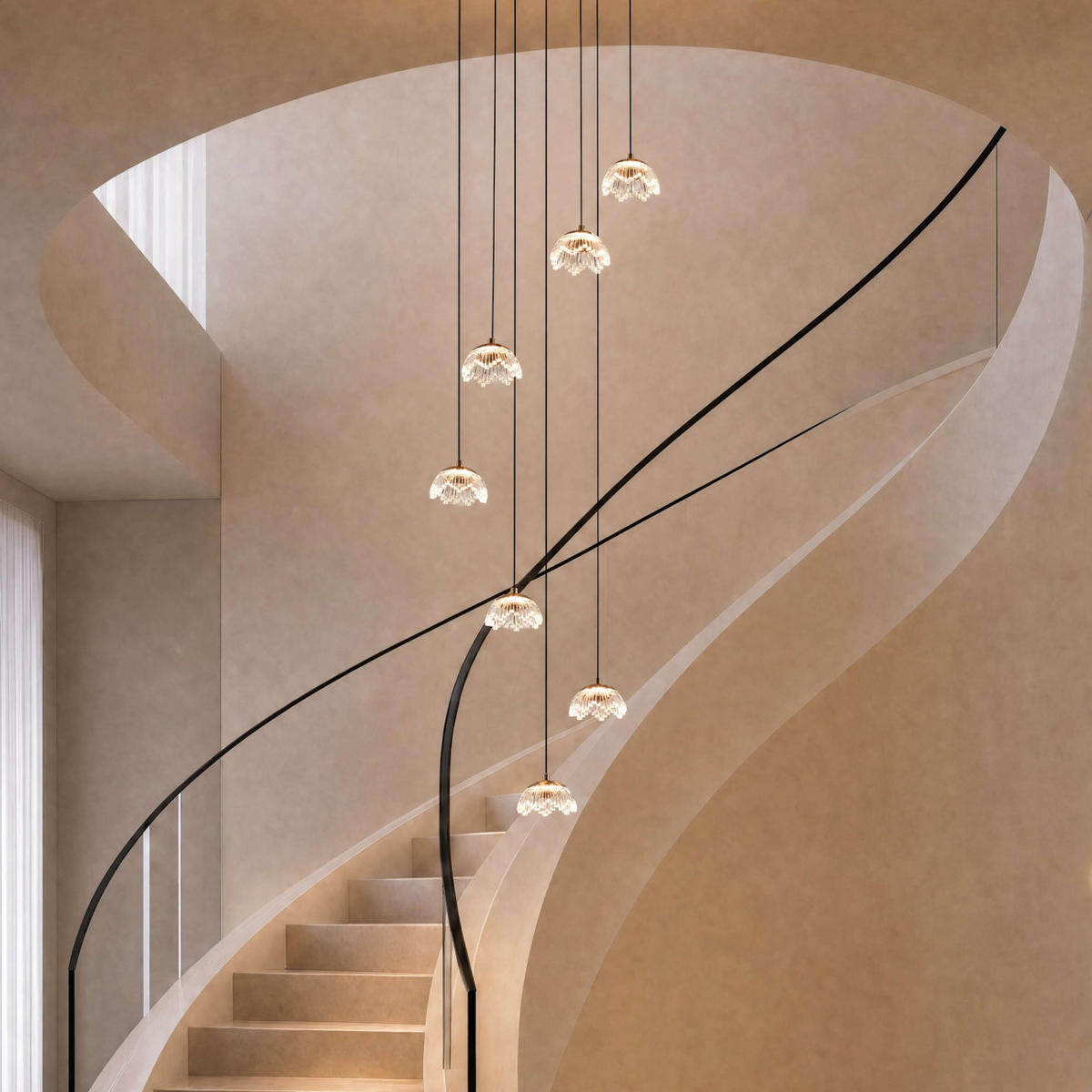 HÄNGELEUCHTE Liliana, Transparent und Goldfarben, 200cm - Transparent, Metall (200/40/200cm) - KOSILUM