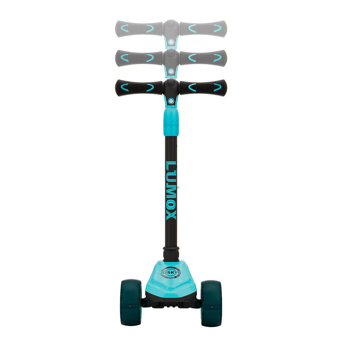 KINDERROLLER Lumox höhenverstellbarer Lenker inkl. Leuchtränder blau - Blau, Metall (59/28/81cm) - Juskys