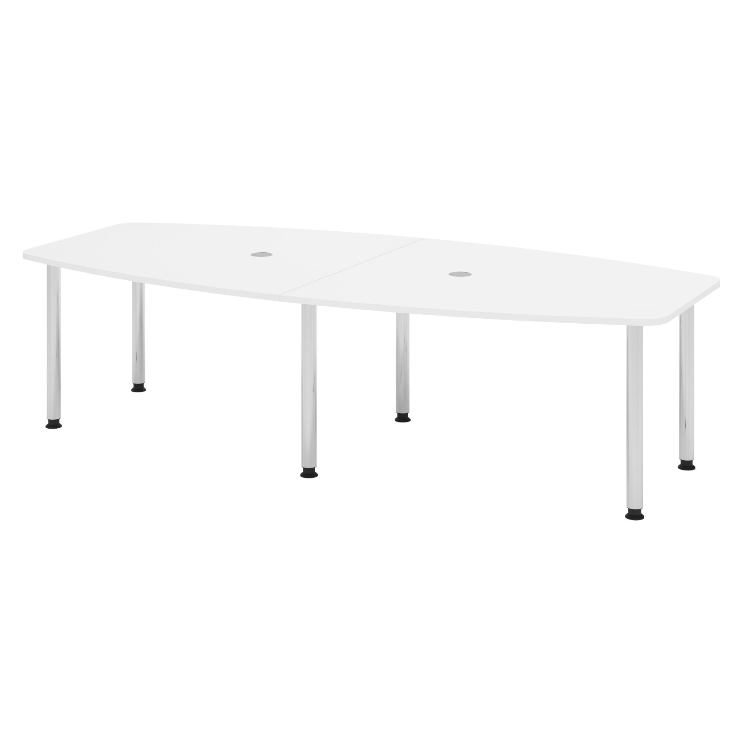 KONFERENZTISCH mittel KT28 130/280/74,5 cm in Weiß/Chromfüße - Chromfarben/Weiß, Holzwerkstoff (130/280/74.5cm) - bümö