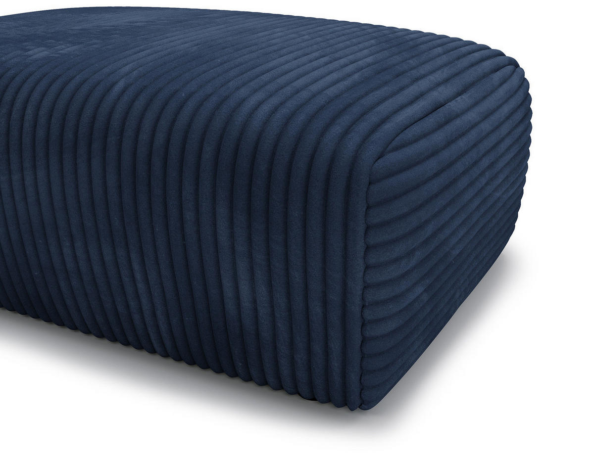 POLSTERHOCKER - Cord - Blau/Schwarz, Kunststoff/Textil (110/40/72cm) - home24