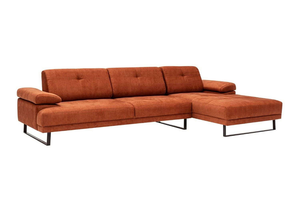ECKSOFA mit verstellbarer Rückenlehne - Anthrazit/Schwarz, Textil/Metall (174/314cm) - myHomelando