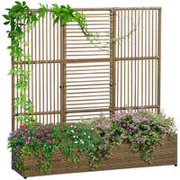 POLYRATTAN Hochbeet, Pflanzenkasten - Sandfarben, Metall (103/29/103cm) - Outsunny
