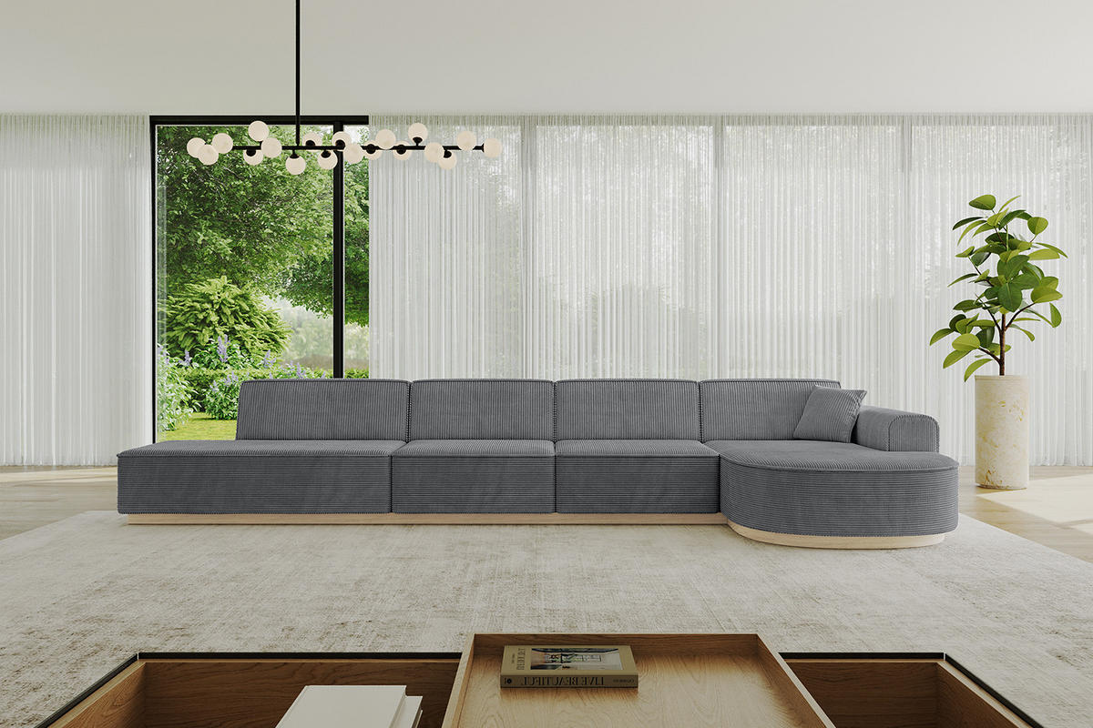 ECKSOFA Ottomane Rechts ARRIO-L3 - 413x171x83 cm Dunkelgrau - Dunkelgrau, Holzwerkstoff/Textil (413/171cm) - ALTDECOR