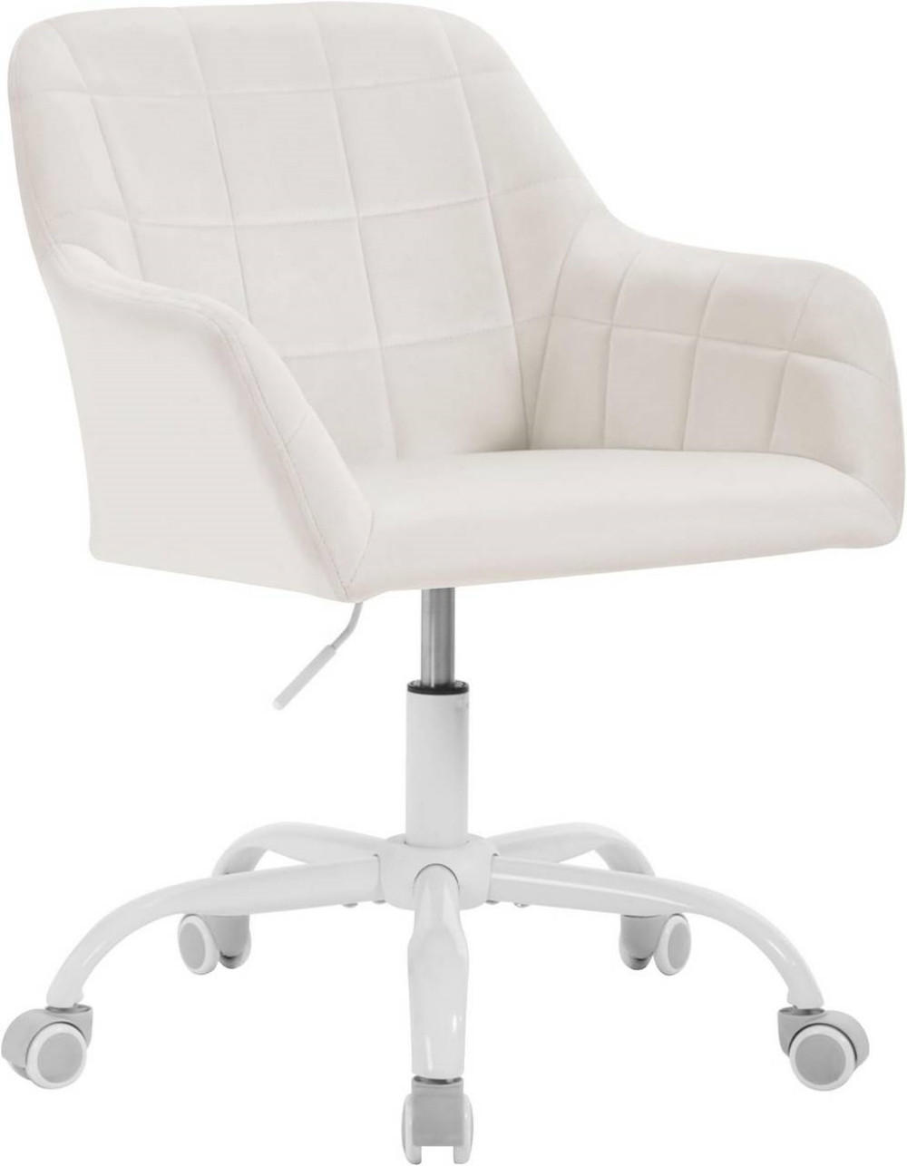 DREHSTUHL drehbar, Bürostuhl ergonomisch, Samt, Cremeweiß - Creme/Weiß, Kunststoff/Textil (58/77/61cm) - Woltu