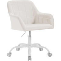 DREHSTUHL drehbar, Bürostuhl ergonomisch, Samt, Cremeweiß - Creme/Weiß, Kunststoff/Textil (58/77/61cm) - Woltu