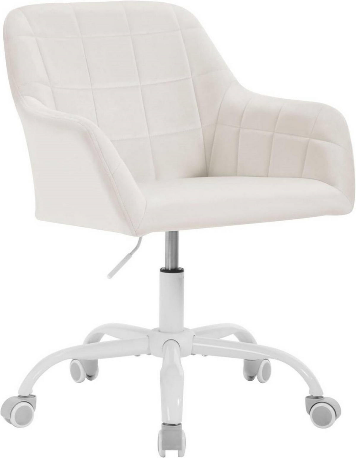 DREHSTUHL drehbar, Bürostuhl ergonomisch, Samt, Cremeweiß - Creme/Weiß, Kunststoff/Textil (58/77/61cm) - Woltu