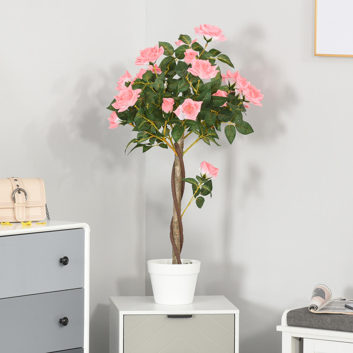 KÜNSTLICHE Pflanzen Rosa 18.0/18.0/90.0cm - Rosa, Kunststoff (90cm)