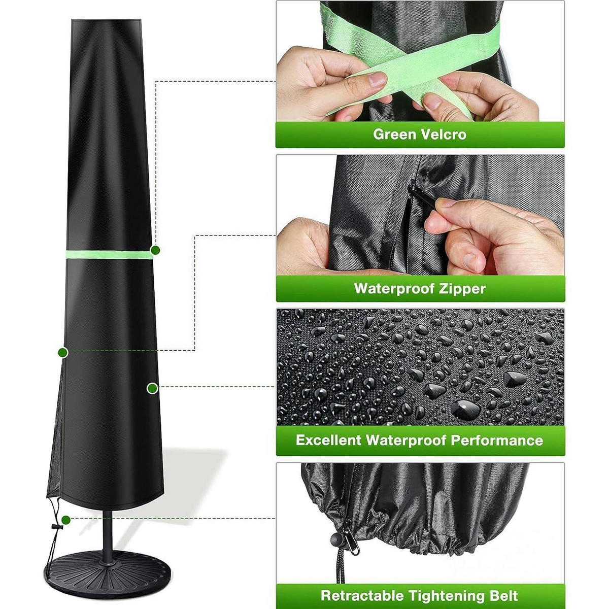 SONNENSCHIRMHÜLLE für Ampelschirme 190 cm wetterfest - Schwarz, Kunststoff (50/50/244cm)