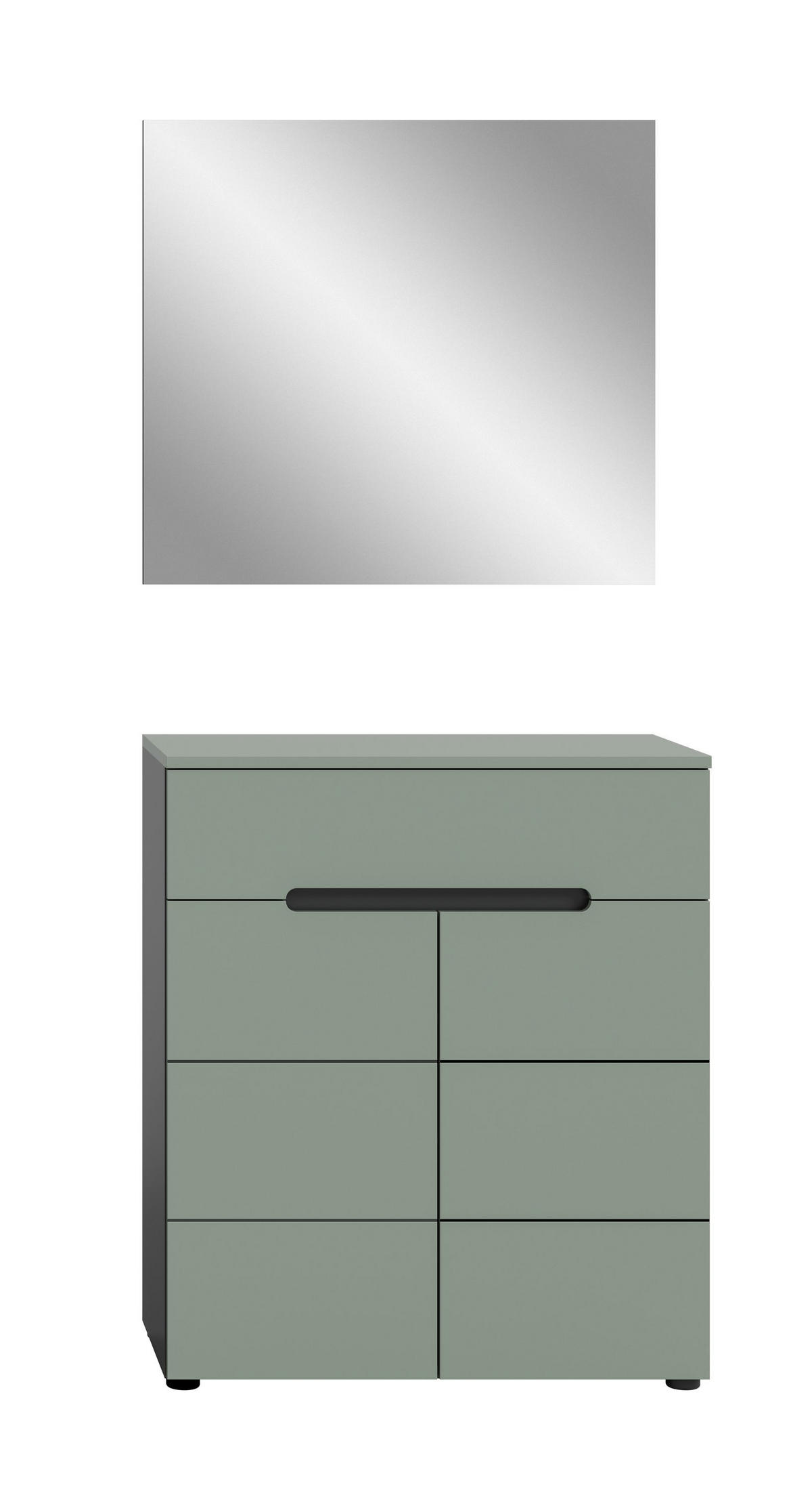 GARDEROBE Nova 2-tlg. (B/H/T: ca. 80/190/37 cm) in Basalt grau/Smoke Green - Grau, Holzwerkstoff (80/190/37cm)
