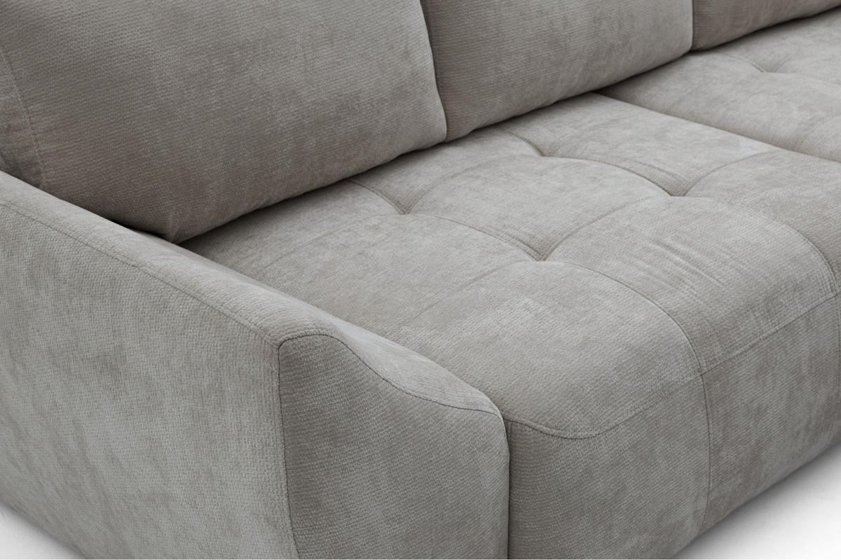 ECKSOFA NICE L Rechts mit Schlaffunktion 137x204 Chenille Grau - Schwarz/Grau, Holz/Textil (165/260cm) - Muffo