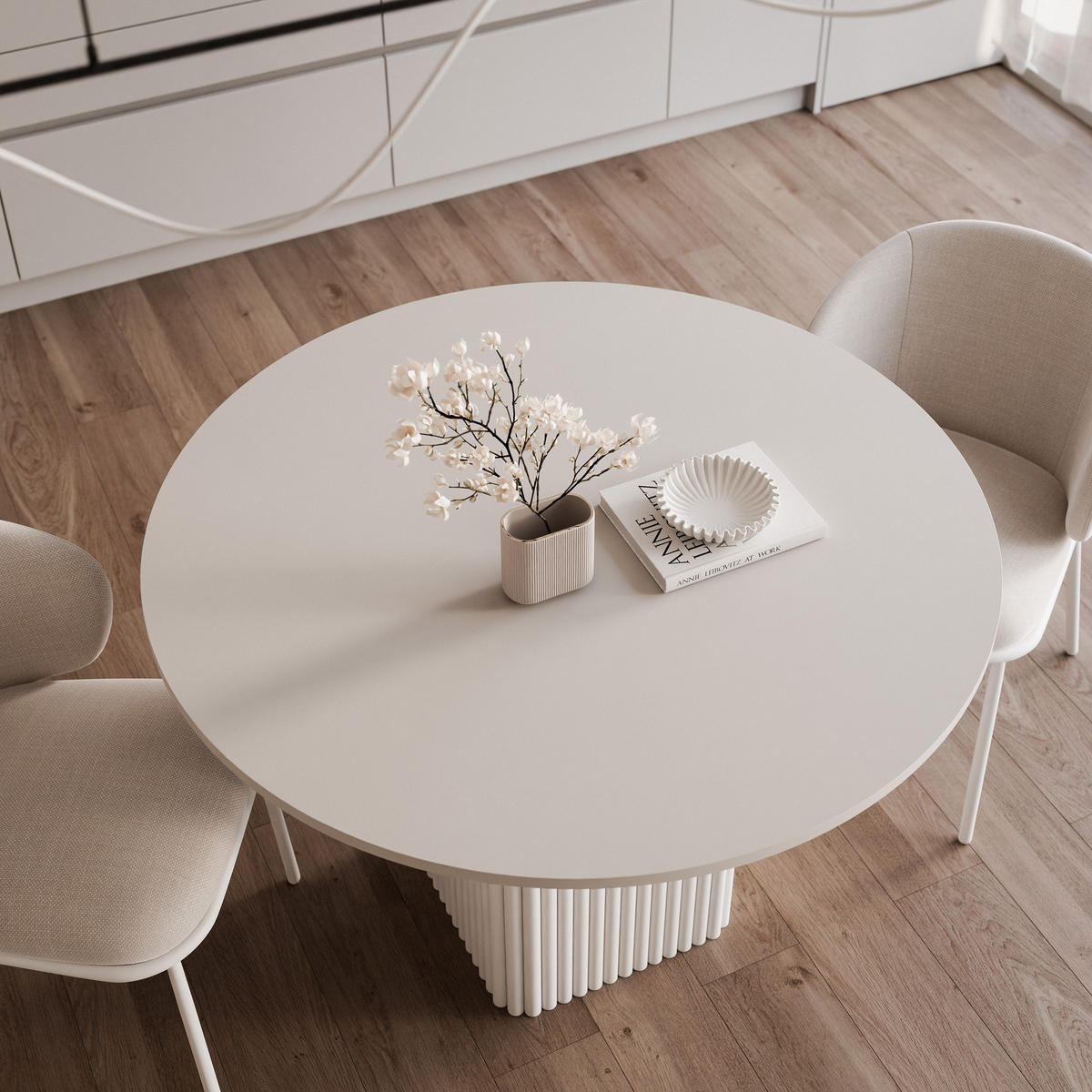 ESSTISCH FLORA 100/76 cm, Metallgestell, Weiß / Kaschmir - Kaschmir/Weiß, Holzwerkstoff/Metall (100/100/76cm) - Idohome