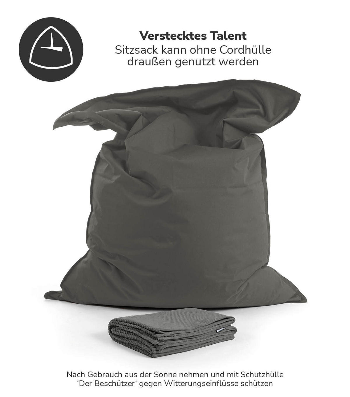 SITZSACK mit Cord Cover Der Große - Anthrazit, Textil (130/20/170cm) - Mokebo