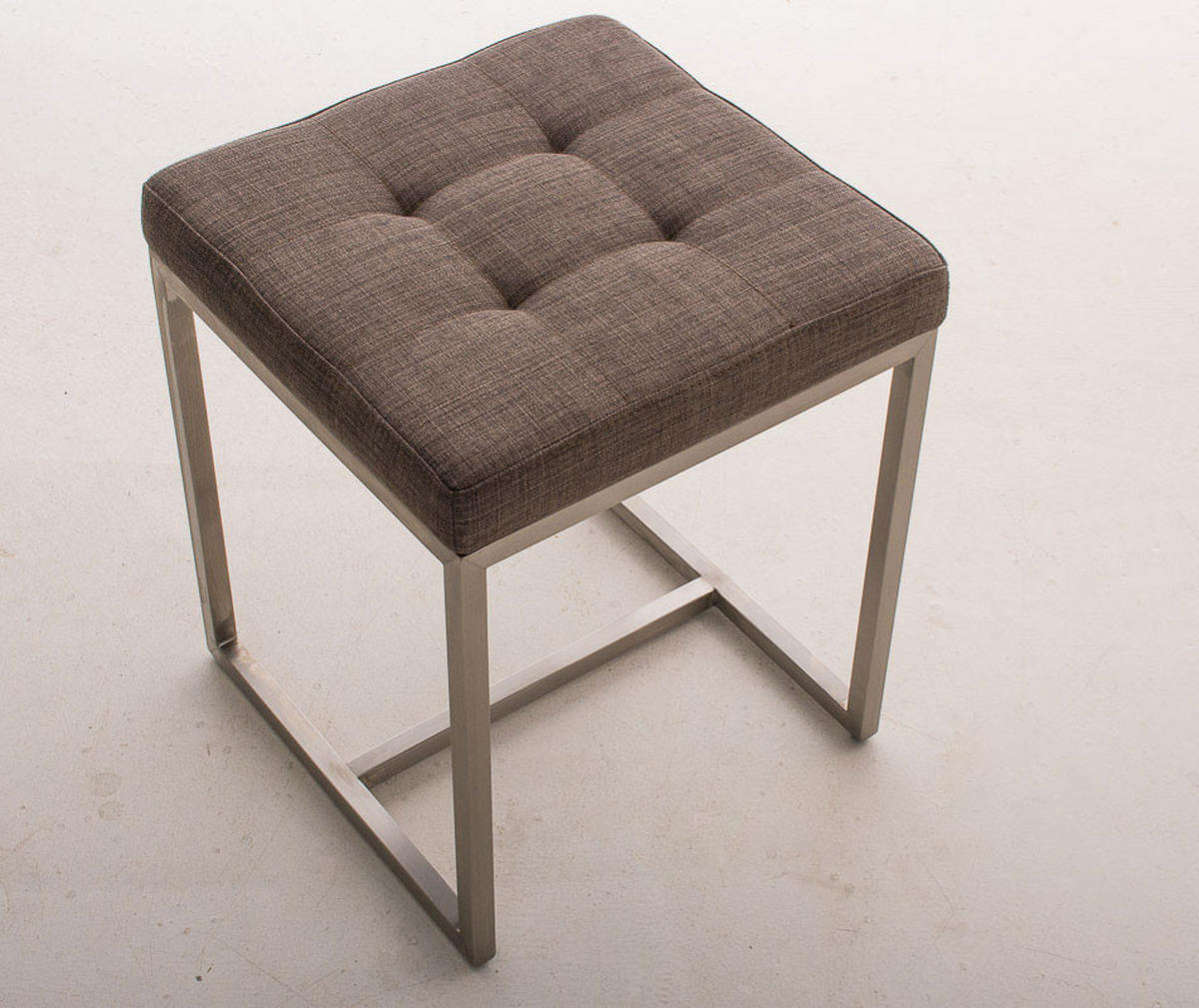 HOCKER Stoff grau - Edelstahlfarben/Grau, Textil/Metall (40/48/40cm) - CLP