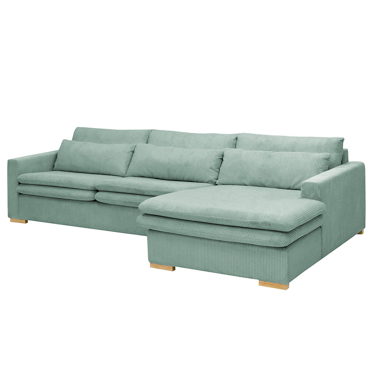 ECKSOFA mit Longchair - Blau, Textil (299/164cm) - home24