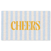 FUSSMATTE Orange – Blau – Streifen – Cheers 150x90 cm - Hellblau, Kunststoff (150/0.4cm) - MuchoWow