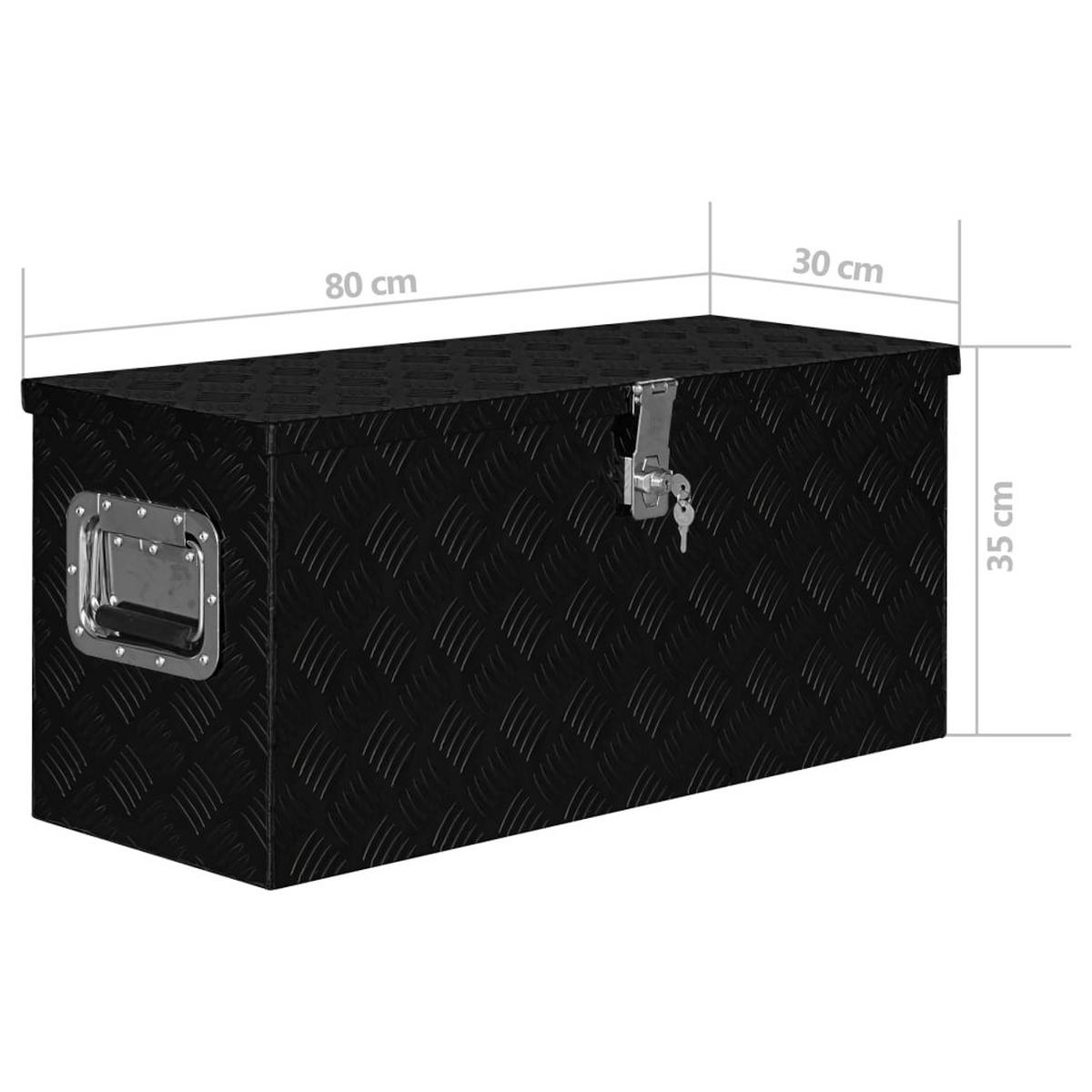 ALUMINIUMBOX mit Deckel Metallkiste 80x30x35 cm Schwarz - Schwarz, Metall (80/35/30cm) - DELUKE