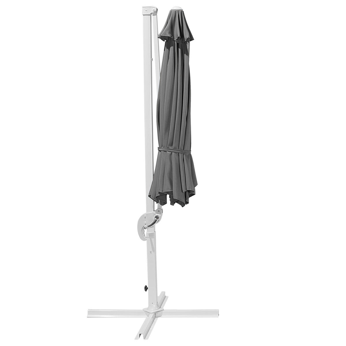 AMPELSCHIRM dunkelgrau/weiß 300 cm Savona - Dunkelgrau/Weiß, Textil (300/300cm) - Beliani