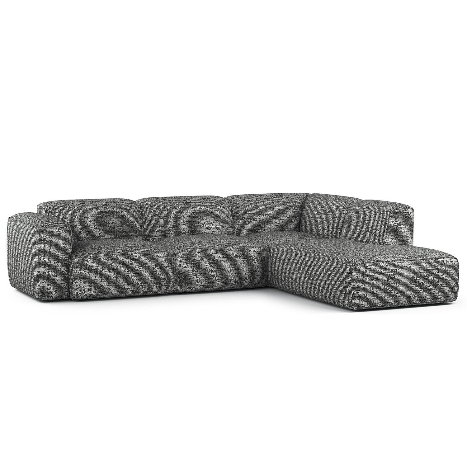 3-SITZER ECKSOFA mit Recamiere - Schwarz/Grau, Kunststoff/Textil (295/231cm) - home24