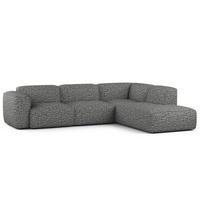 3-SITZER ECKSOFA mit Recamiere - Schwarz/Grau, Kunststoff/Textil (295/231cm) - home24
