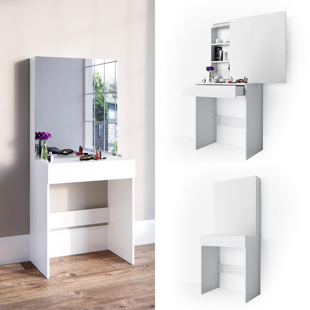SCHMINKTISCH Melle Weiß 68 cm - Weiß, Holzwerkstoff (68/155/42cm) - Vicco