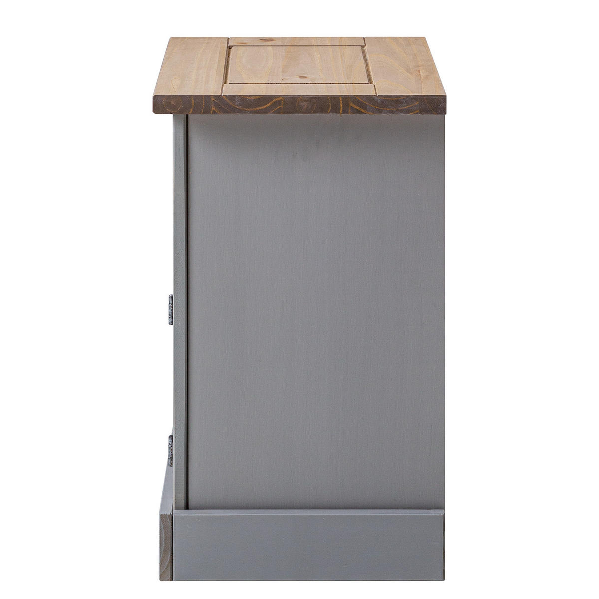 NACHTKOMMODE - Kiefer massiv - Schwarz/Kieferfarben, Holz/Metall (53/67/39cm) - home24