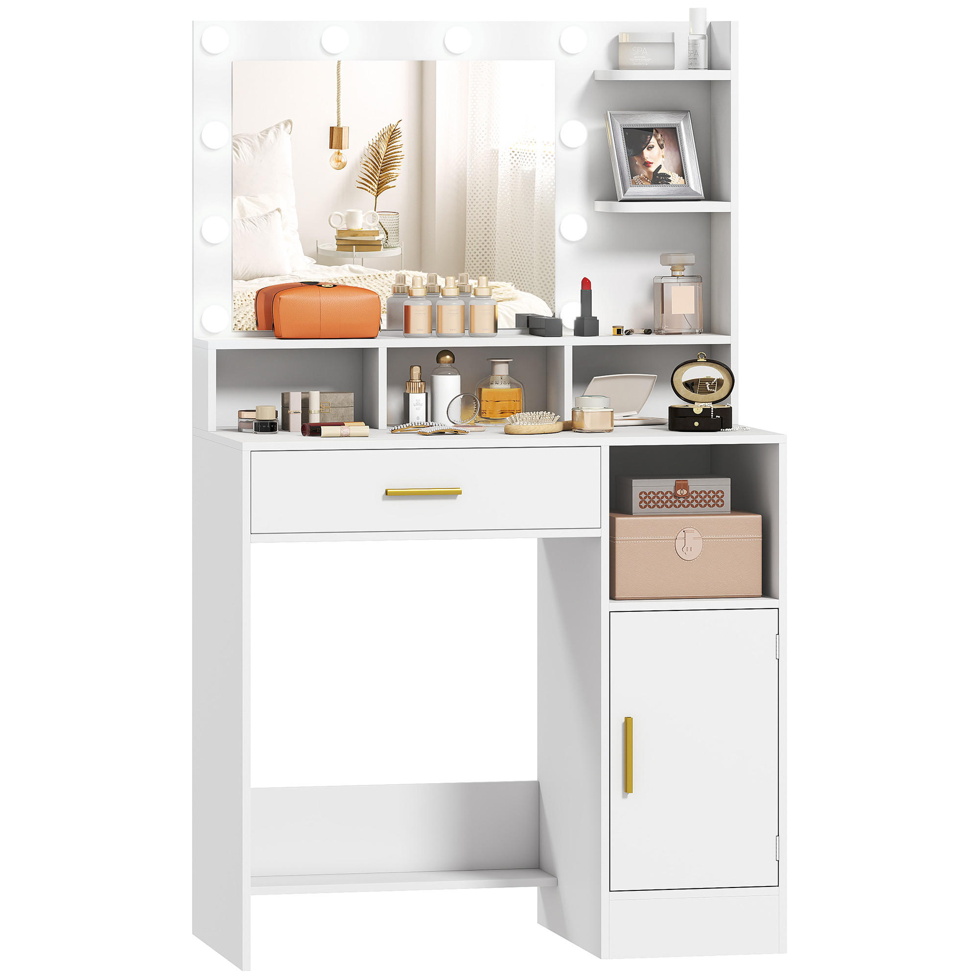 SCHMINKTISCH DE-18304 Weiß - Weiß, Holzwerkstoff (40/135/80cm) - ComfortXL