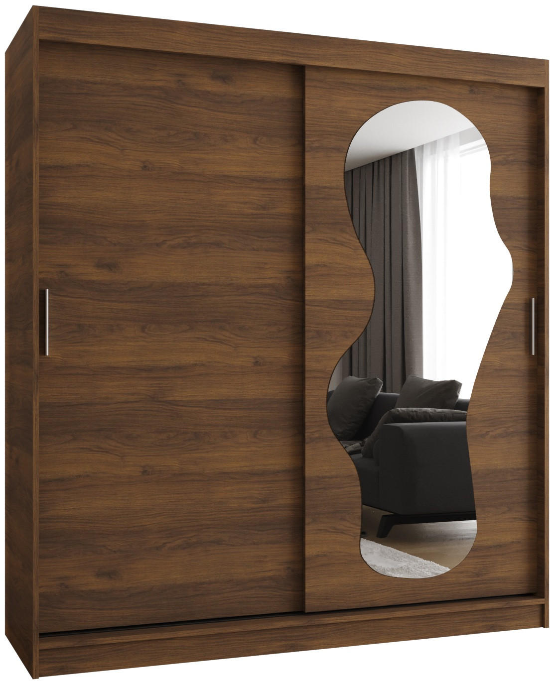 Möbel Kryspol Schiebetürenschrank Walnuss 180x200x62 cm