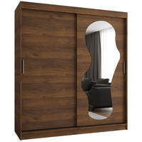 SCHIEBETÜRENSCHRANK mit Spiegel ULTRA 200/180/62 2-türig - Silberfarben/Walnussfarben, Holz (180/200/62cm) - MÖBEL KRYSPOL