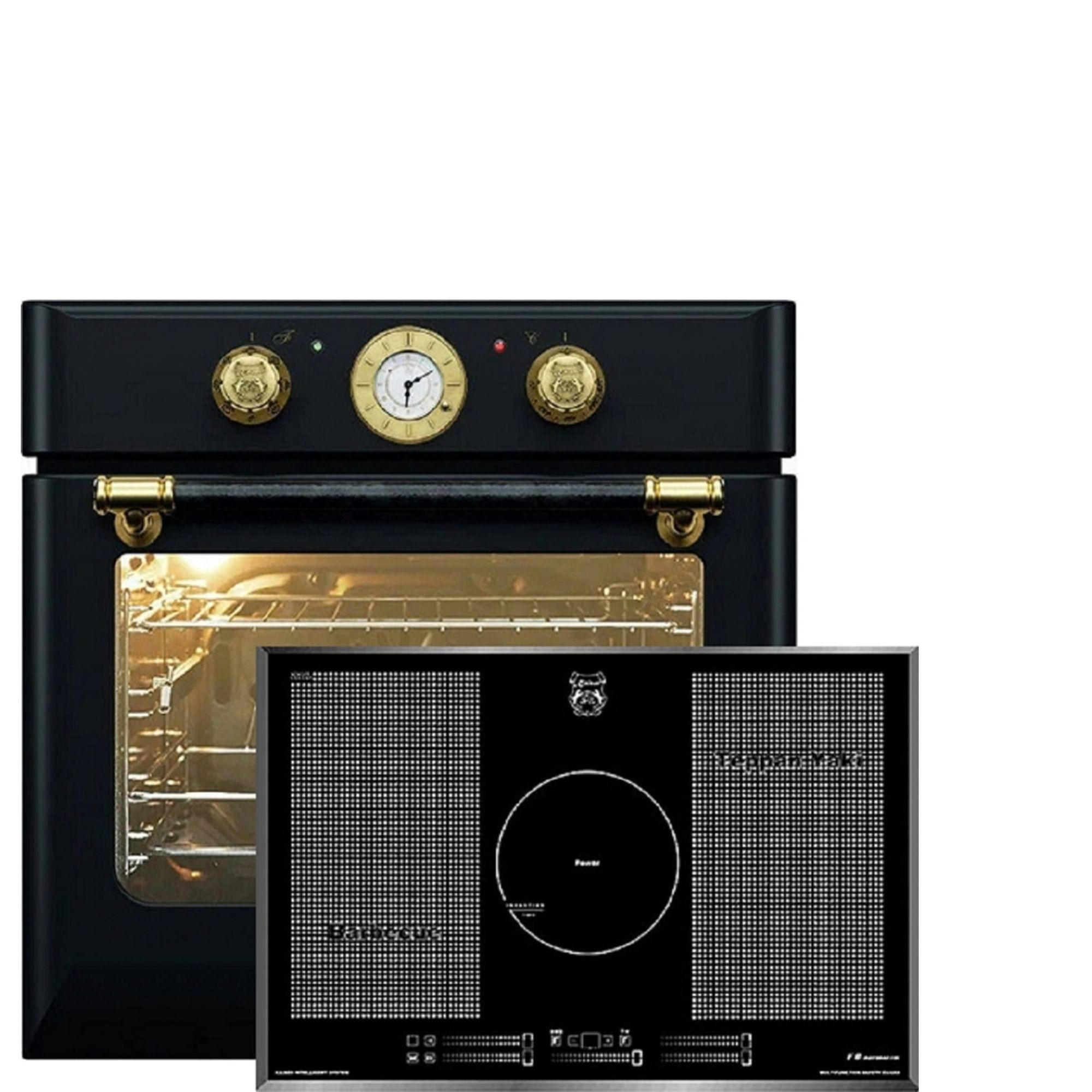 EINBAUBACKOFEN 60 cm EH 6432 BE +KCT 777 FI La Perle Induktions-Kochfeld 77 cm - Schwarz, Metall (59/59/54cm) - Kaiser Küchengeräte