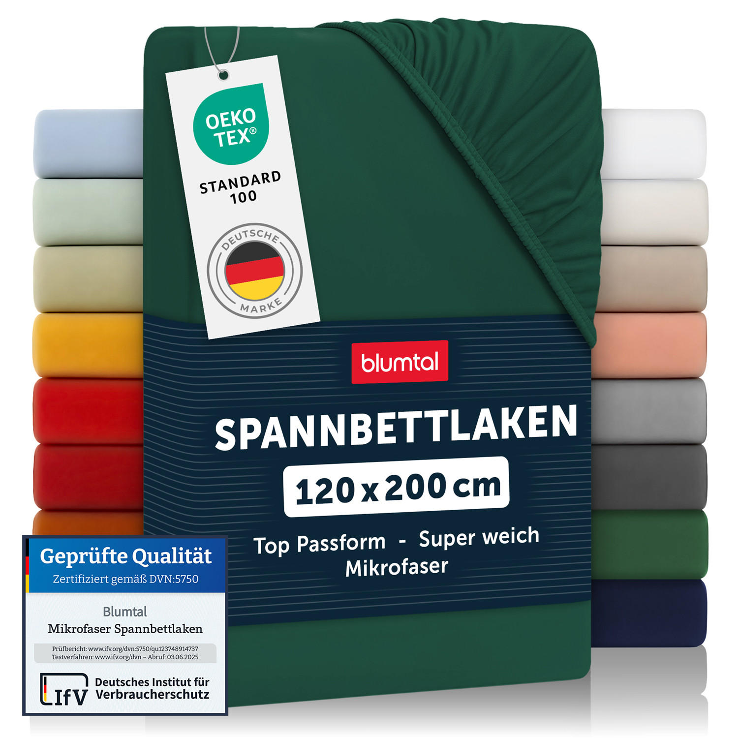 SPANNBETTLAKEN 120/200/30 cm Dunkelgrün - Dunkelgrün, Textil (120/200cm) - Blumtal