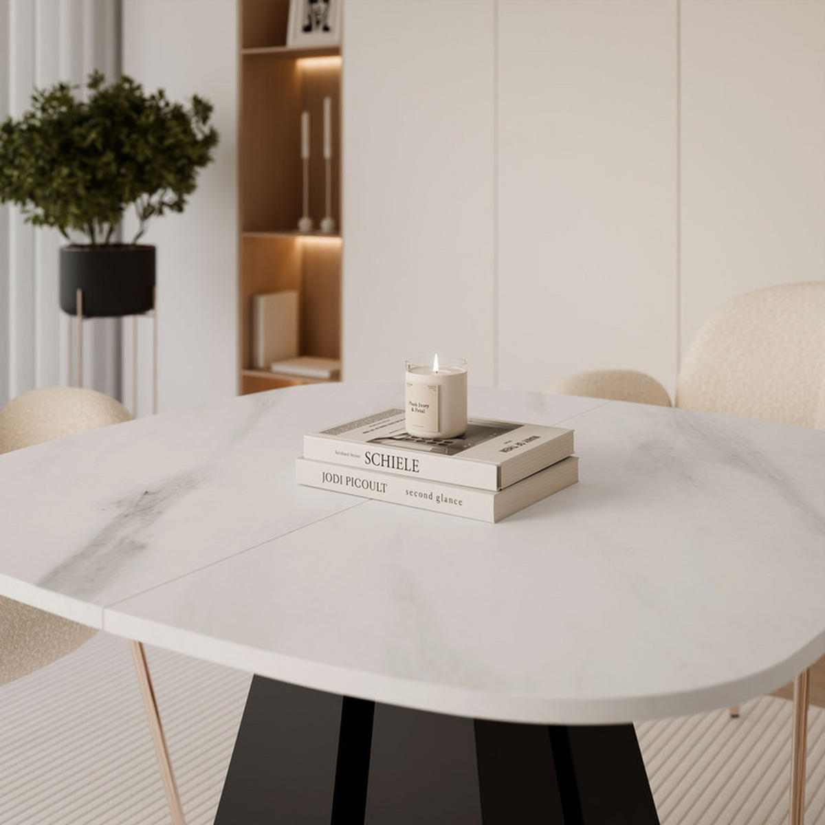 AUSZIEHTISCH ZELO 120/60/76 cm, Schwarz / Bianco (Weiß) - Perlmutt/Schwarz, Holzwerkstoff/Metall (60/120/76cm) - Idohome