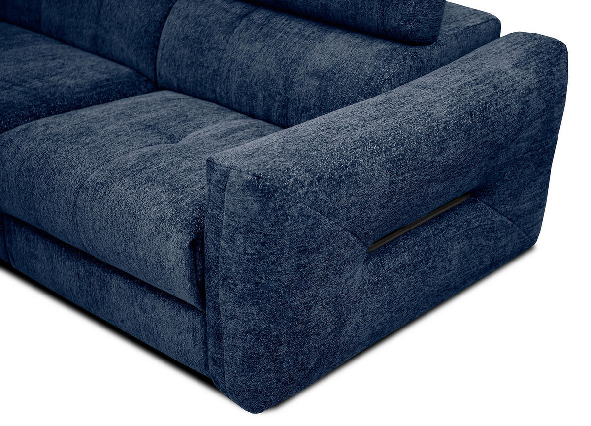 SOFA CALVERA 3-Sitzer mit 1 Relaxfunktion, dunkelblau - Dunkelblau, Holzwerkstoff/Textil (204/79/106cm) - Courtois Laville